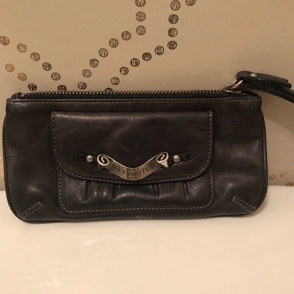 Juicy Couture black leather wristlet